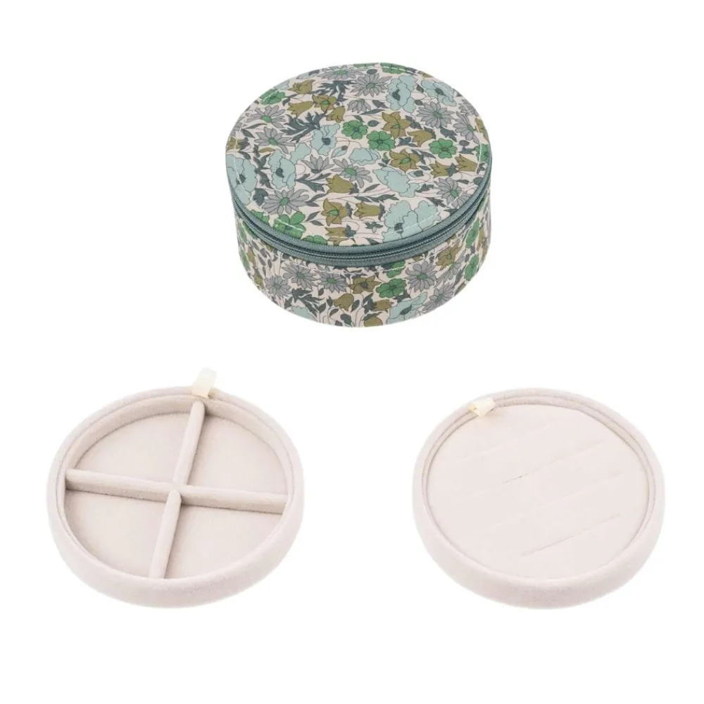 Bon Dep Oppbevaring|Smykkeskrin|Smykkeskrin Round Liberty Poppy & Daisy Teal