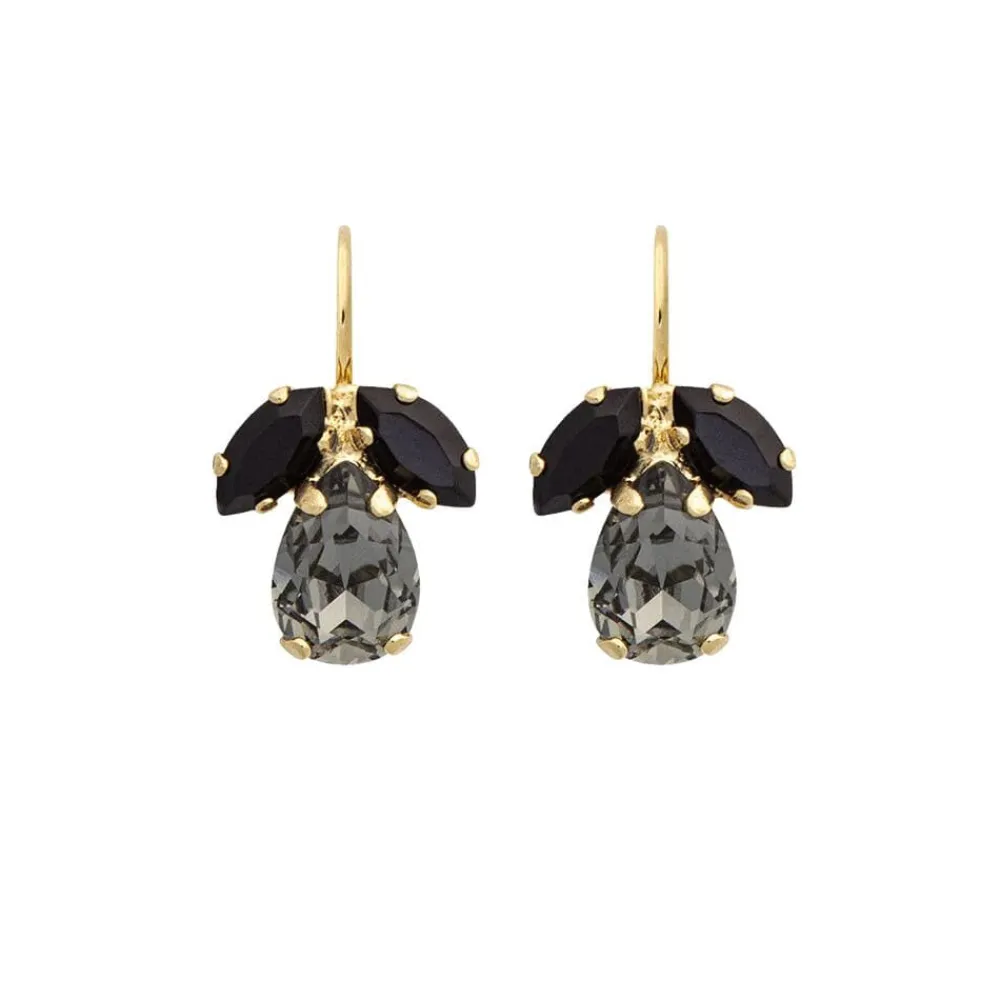 Caroline Svedbom Øredobber|Petite Timo Earrings Gold Black Diamond Jet