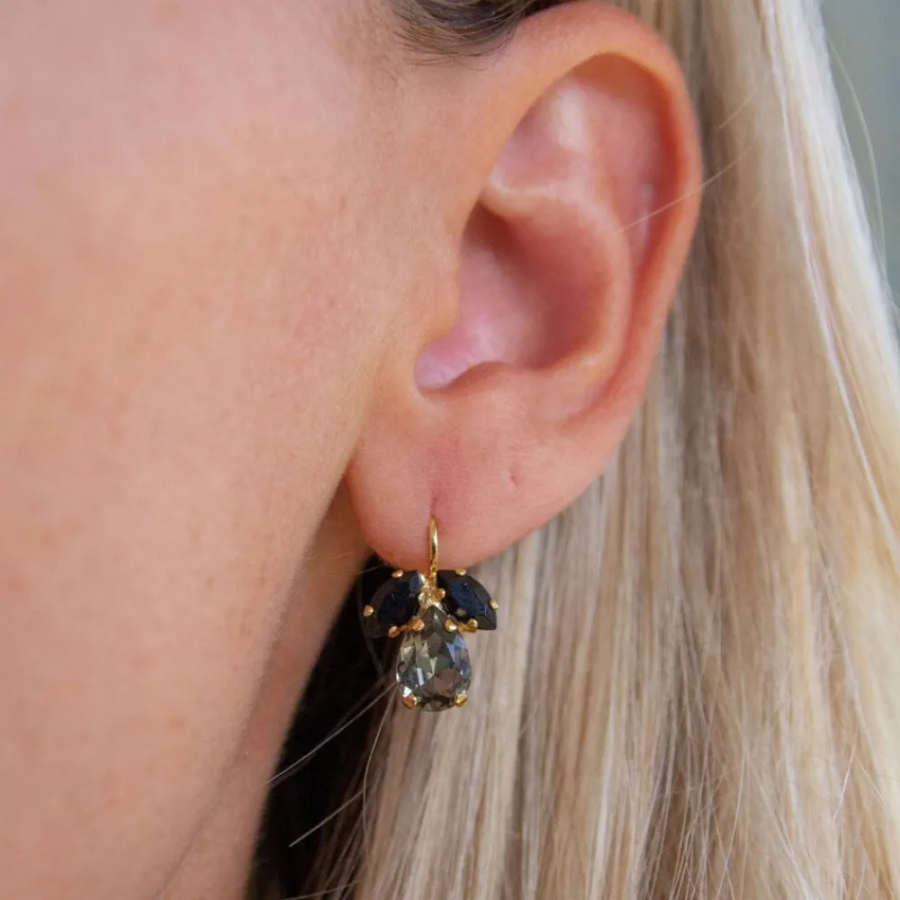 Caroline Svedbom Øredobber|Petite Timo Earrings Gold Black Diamond Jet