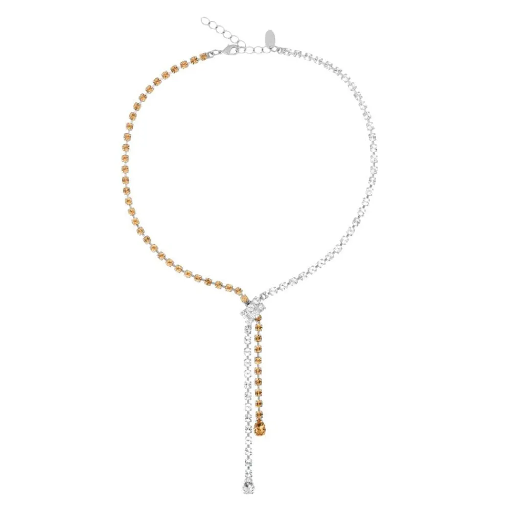 Caroline Svedbom Kjeder|Yvette Necklace Rhodium Topaz Combo