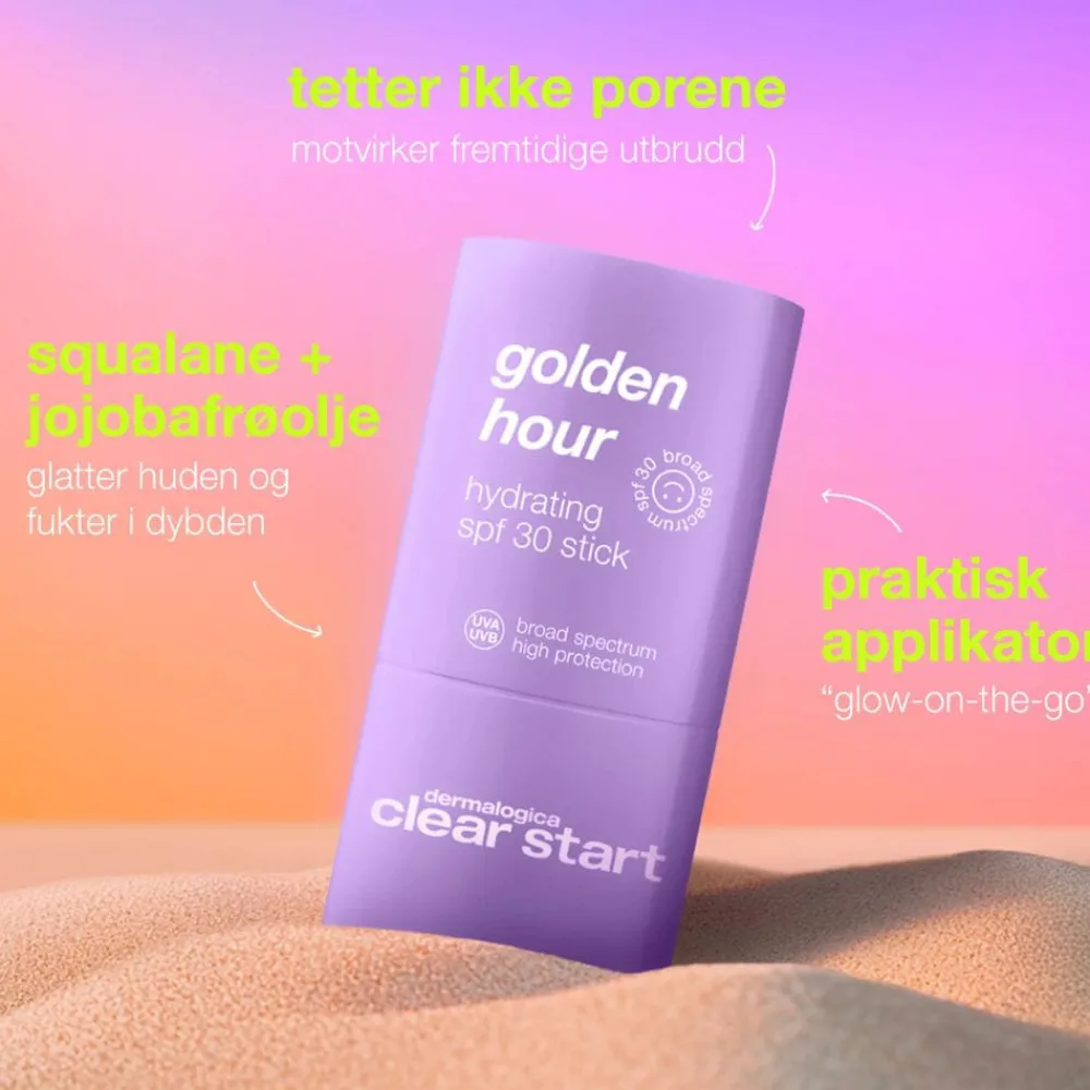 Dermalogica Med Solfaktor|Sol Og Selvbruning|Clear Start Golden Hour Stick Spf 30