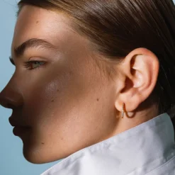 Emilia by Bon Dep Øredobber|Emilia Large Slim Hoops White