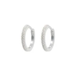 Emilia by Bon Dep Øredobber|Emilia Medium Hoops Silver White