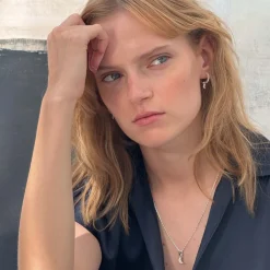 Emilia by Bon Dep Øredobber|Emilia Medium Hoops Silver White