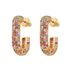 Emilia by Bon Dep Øredobber|Emilia Square Chunky Hoops Multi