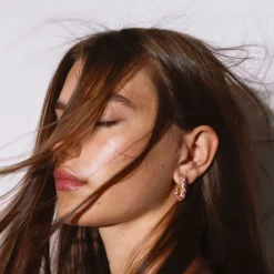 Emilia by Bon Dep Øredobber|Emilia Square Chunky Hoops Multi